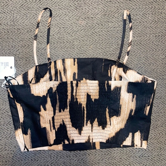 Le’ AL.X Abstract Ikat Printed Sleeveless Square Neckline Bra Top M - Picture 3 of 4